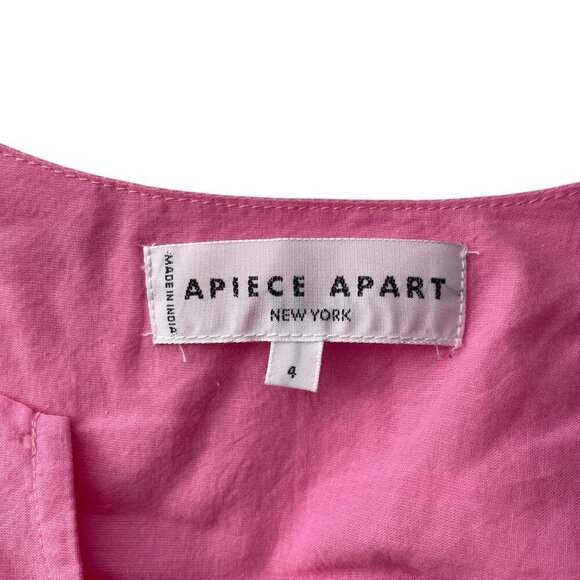 Apiece Apart Atlas Pink Cotton Midi Dress Long Sleeve Tiered Size 4 - Picture 9 of 13